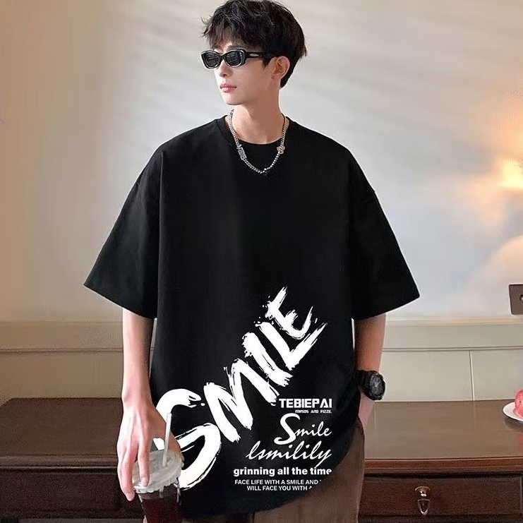 fashiongirl1688 เสื้อยืดแขนสั้น ผู้ชาย มี 2 สี ดำ / ขาว ลายสกรีนอักษรสุดเท่แฟชั่นสไตส์เกาหลีพร้อมส่ง