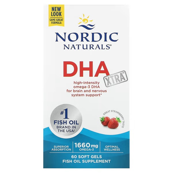 Nordic Naturals, DHA Xtra รส Strawberry 60 Soft Gels น้ำมันปลาเสริมสร้างสมองและระบบประสาท