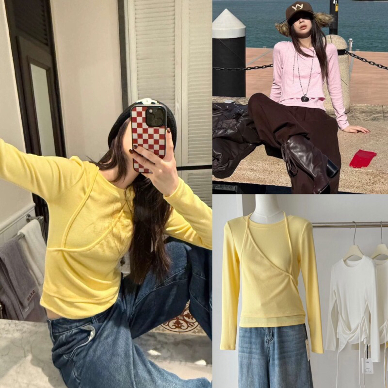 เสื้อแขนยาวดีเทลเลเยอร์ผูกคอ TAG MM FISH
