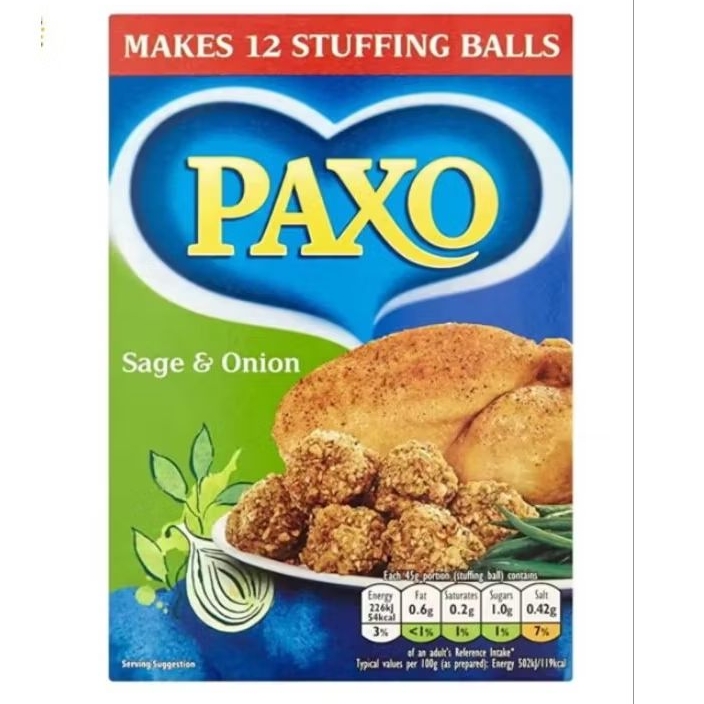 PAXO STUFFING SAGE AND ONION 170g Perfect for all roasts (ผลิตภัณฑ์สำหรับสอดไส้ขนมปัง ตราปาโซ)