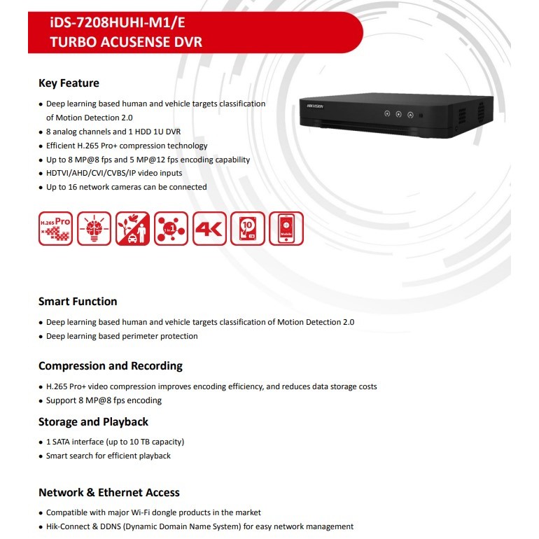 HIKVISION ชุดกล้องวงจรปิด ColorVu 3K DS-2CE12KF0T-LFS,DS-2CE12KF0T-FS 2.8,3.6(8)+iDS-7208HUHI-M1/E(E)(1)+1/2/4TB P/AC