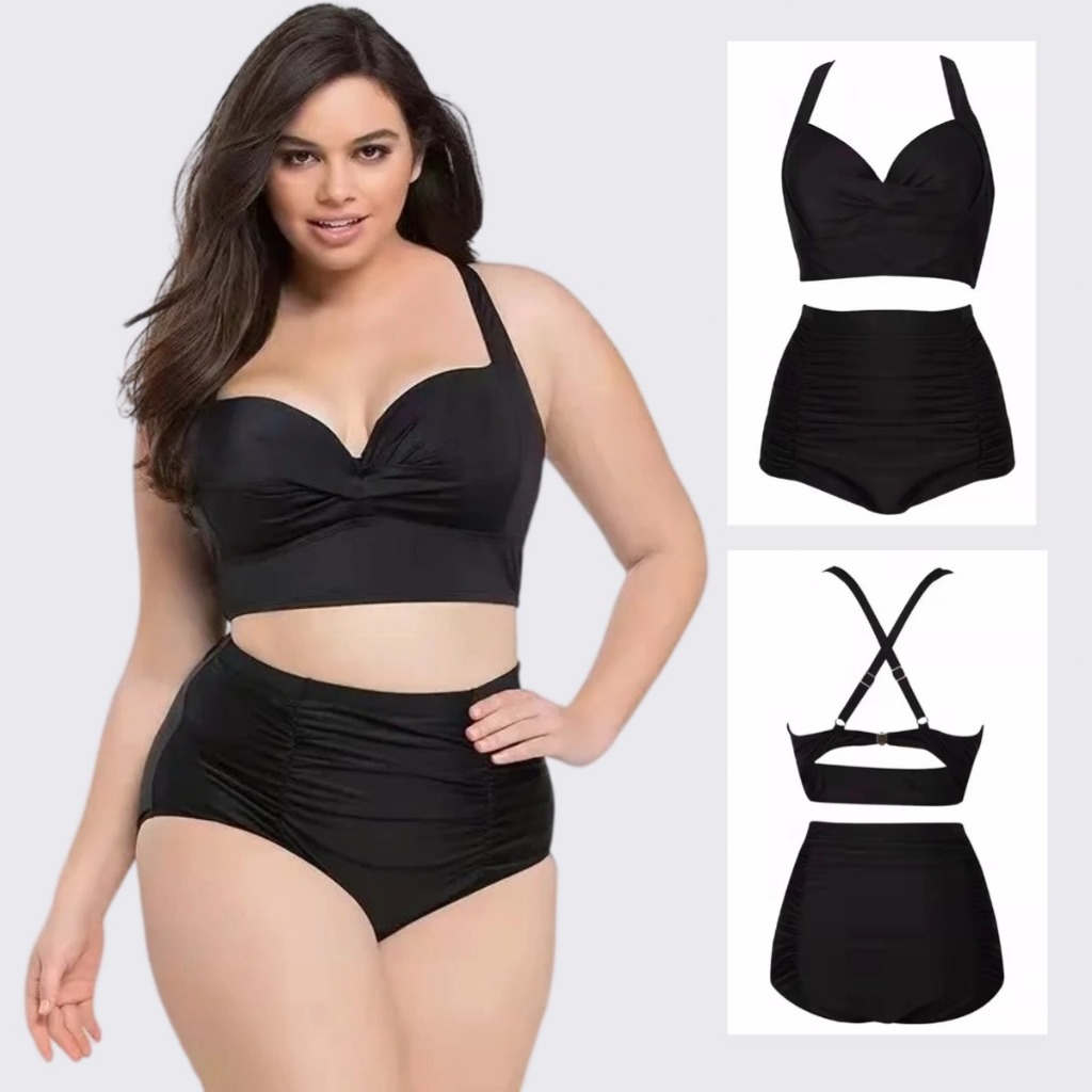 ชุดว่ายน้ำคนอ้วน 60~100kg บิกินี่ชุดว่ายน้ำ ผ้าเนื้อดี กันUV มีสองชิ้น Bikini สไตล์เซ็กซี่