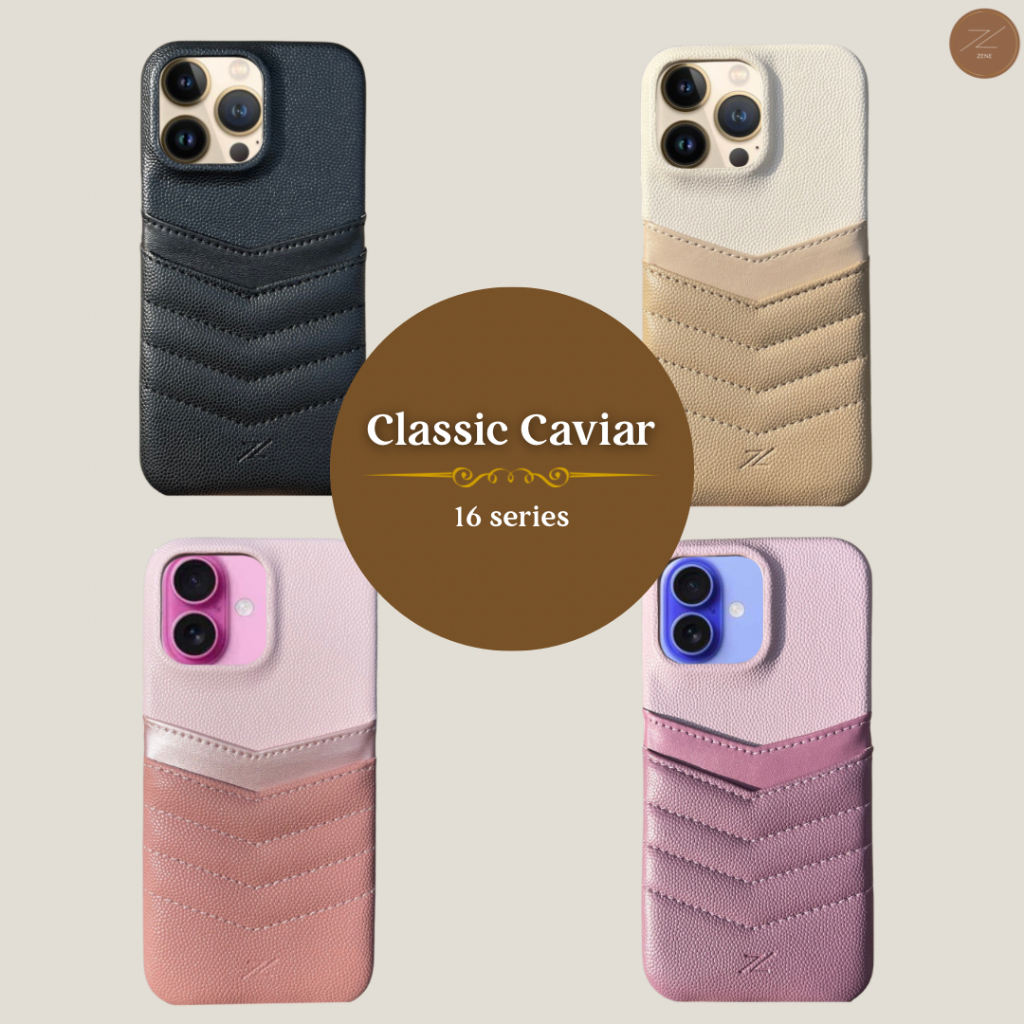 [รุ่นใหม่! Upgrade หนัง]Classic Caviar Phone Case 16 series เคสหนังใส่บัตร เคสโทรศพท์ by zene__studio Z04