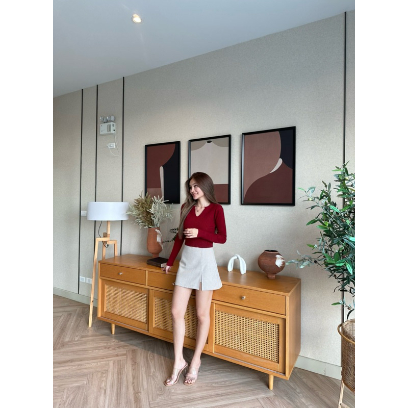 Merry crop top ไหมพรมแขนยาว E127