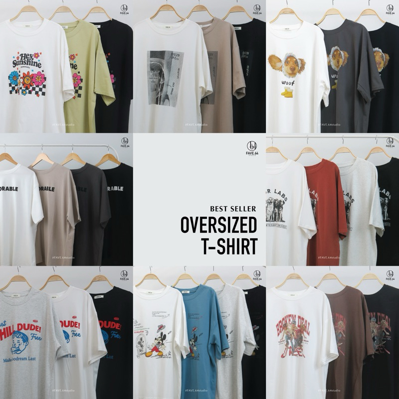 (ใช้โค้ดลด 30% เมื่อสั่งผ่าน ShopeeVideo) เสื้อยืดโอเวอร์ไซส์ Oversized T-shirt