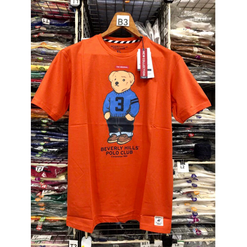 B3. เสื้อยืดคอกลมแขนสั้น Beverly Hills Polo Clubลายหมีพร้อมถุงแบร์น