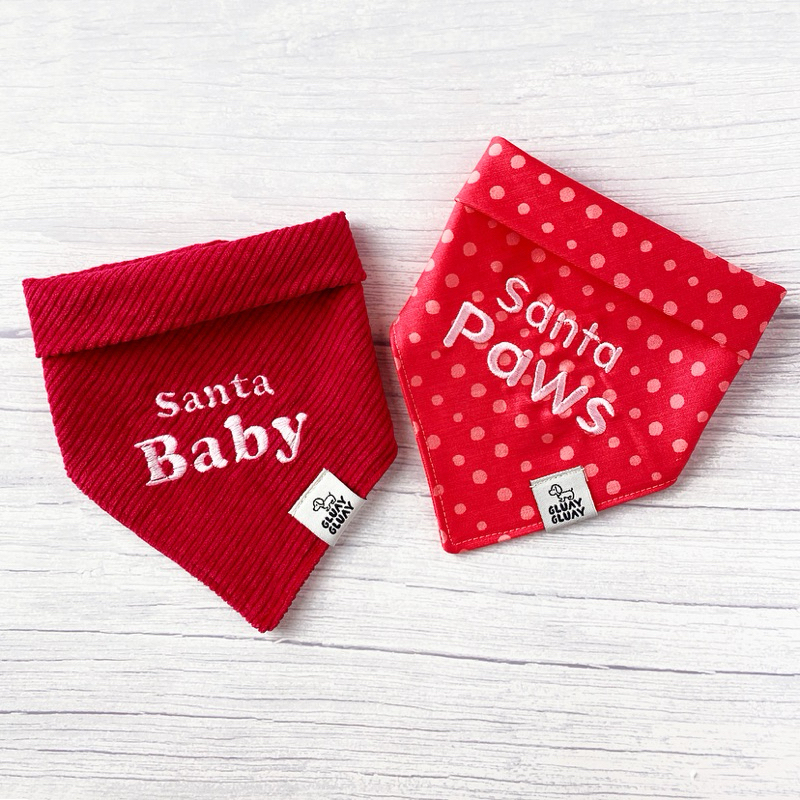 Santa is Coming: ผ้าพันคอหมาแมว ผ้าพันคอสัตว์เลี้ยงปักลาย