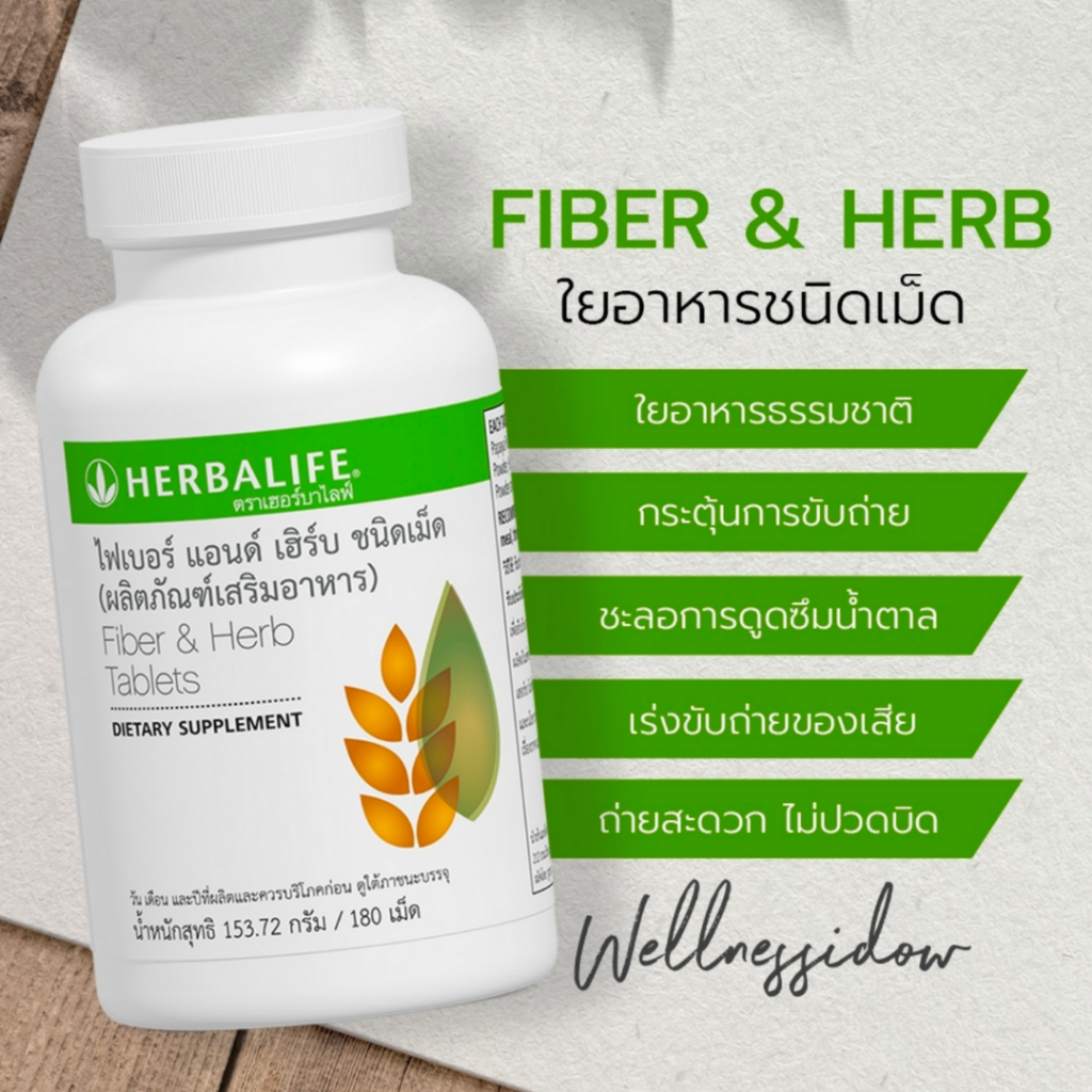 ไฟเบอร์ แอนด์ เฮิร์บ ไฟเบอร์อัดเม็ด ผัก ช่วยดีท็อกซ์ ขับถ่าย Herbalife Fiber ของแท้ ส่งตรงจากบริษัท