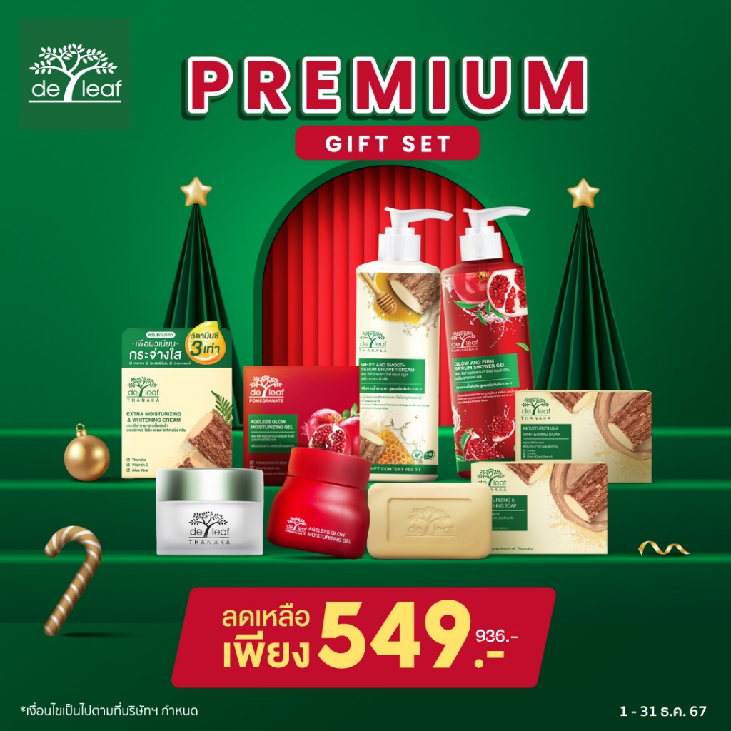 Premium Giftset ครีมทานาคา 40ml + เจลทับทิม 40ml + สบู่เหลวทานาคาและทับทิม 450ml + สบู่ทานาคา 100g 2 ก้อน