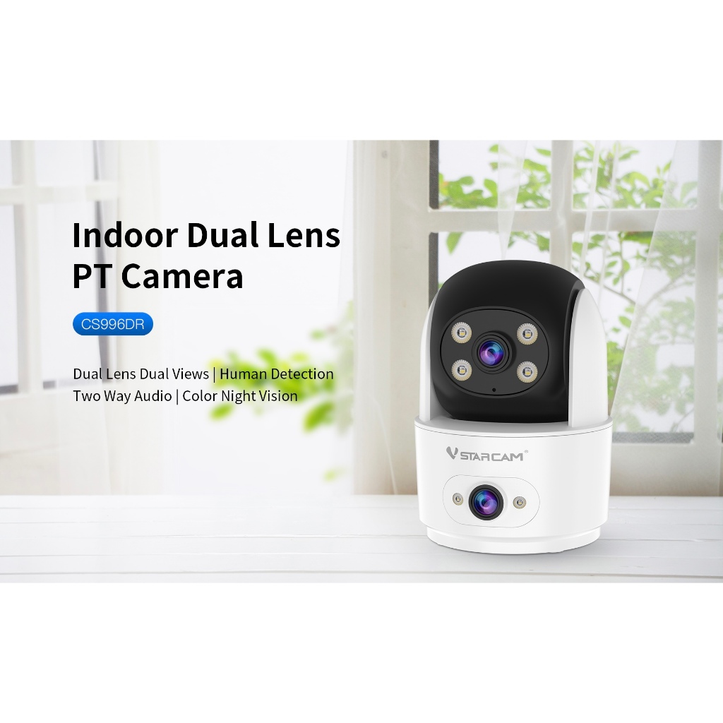 Vstarcam C996DR (เลนส์คู่) ใหม่2024 กล้องวงจรปิดไร้สาย ความละเอียด 2MP(1296P) indoor มีAI+ คนตรวจจับสัญญาณเตือน