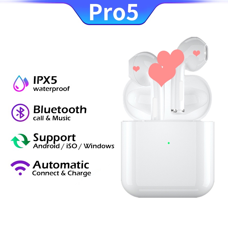 ส่งไวจากไทย TWS Pro 5 หูฟังบลูทูธ หูฟังบลูทูธไร้สาย หูฟังเกมส์บลูทูธ พร้อมกล่องชาร์จ เหมาะสําหรับ ไอโฟนซัมซุง หัวเหว่