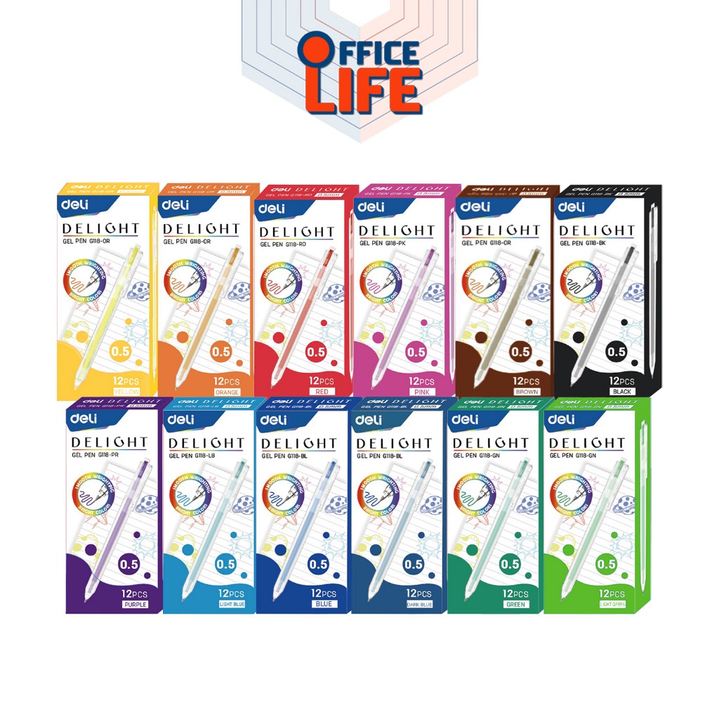 Deli เดลิ ปากกา ปากกาสีตามด้าม 12 สี รุ่น G-118 ขนาดหัว 0.5mm ( 12 ด้าม / กล่อง )