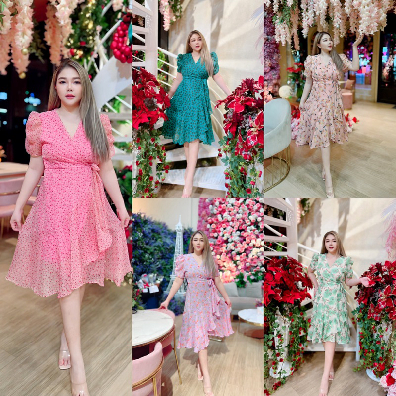 🥇Best Seller🥇เดรสสั้นกิโมโนผ้าชีฟองแขนเจ้าหญิงลายดอกใส่แล้วพรางหุ่นสุดๆ#Maisie Shop