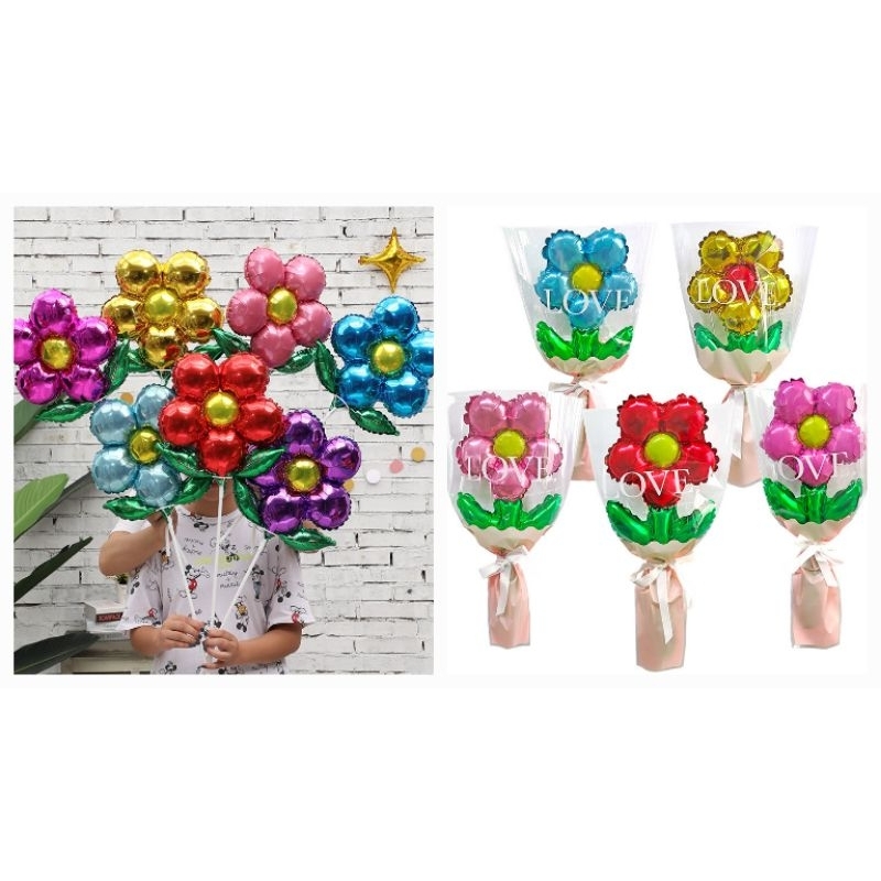 ลูกโป่งฟอยล์ ลูกโป่งดอกไม้ สีสันสดใส เป็นของขวัญวันเกิด วาเลนไทน์ ปีใหม่ รับปริญญา ปัจฉิม สินค้ามีพร้อมส่ง