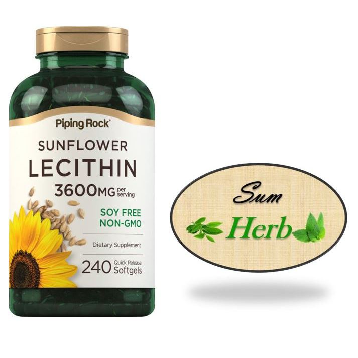 (พร้อมส่ง) PipingRock Sunflower Lecithin, 3600 mg (per serving), 200/240 Quick Release Softgels