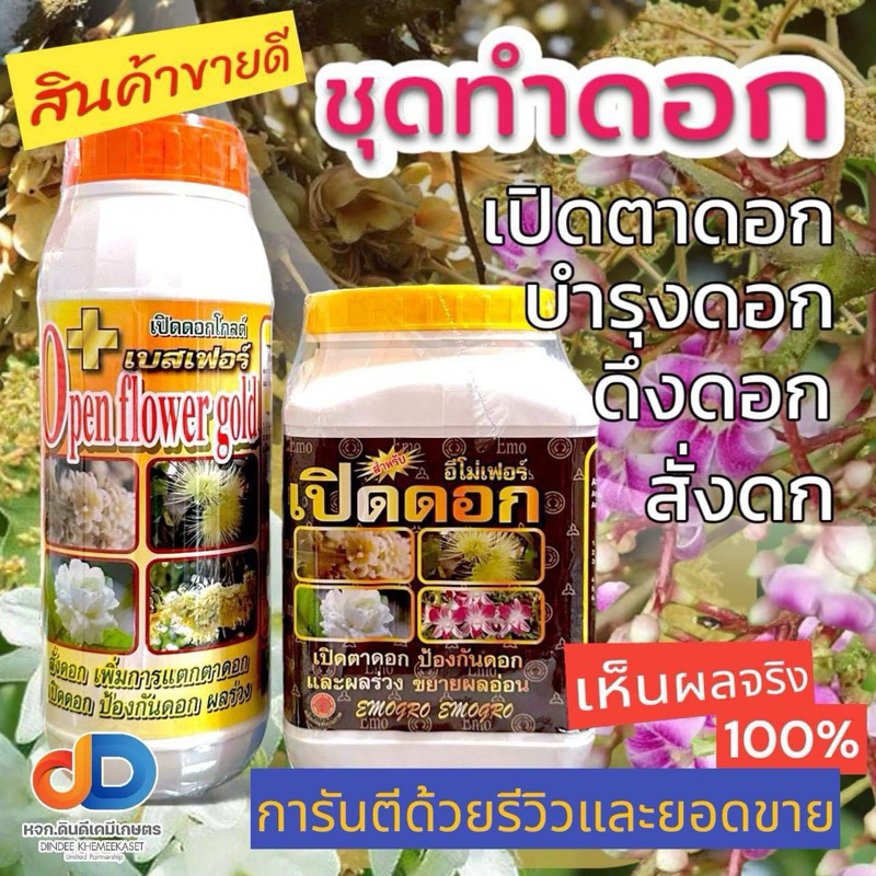 ชุด ดึงดอก : เปิดตาดอก ดอกดก อีโมเฟอร์ + เบสเฟอร์ ป้องกันดอกร่วง ดอกออกสม่ำเสมอ บำรุงผลอ่อน ฉีดพ่นซ้ำได้