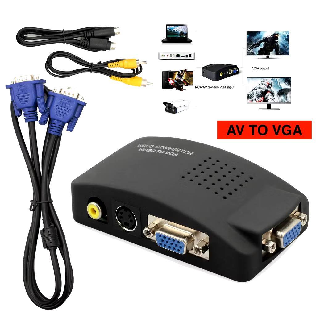 ตัวแปลงสัญญาน Box AV TO VGA Converter AVเหลือง/ Svideo to VGA (สีดำ)