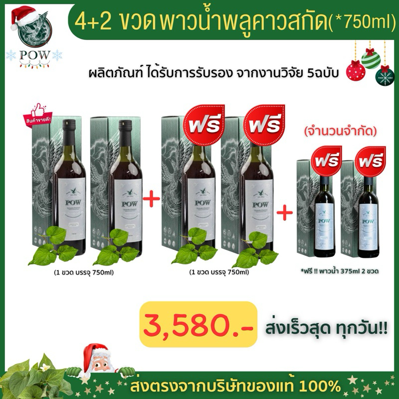 Pow น้ำสมุนไพรพลูคาวเข้มข้น 2แถม2 "ของแท้ส่งตรงจากบริษัท"