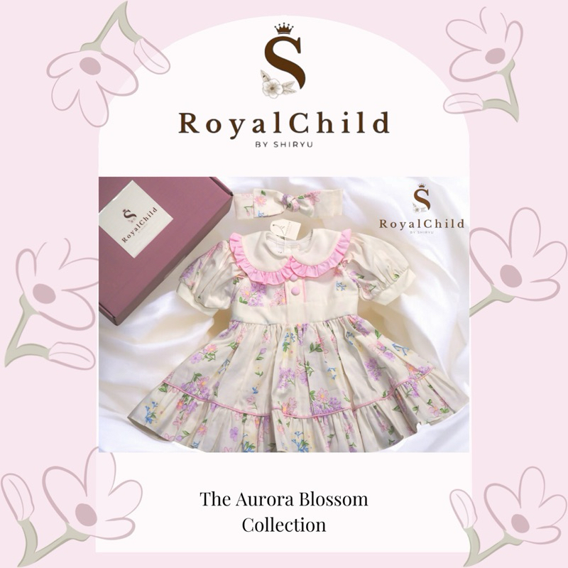 The Aurora Blossom Collection 🌸 ชุดเดรสเด็กผู้หญิง พร้อมที่คาดผมเข้าชุด สไตล์วินเทจ