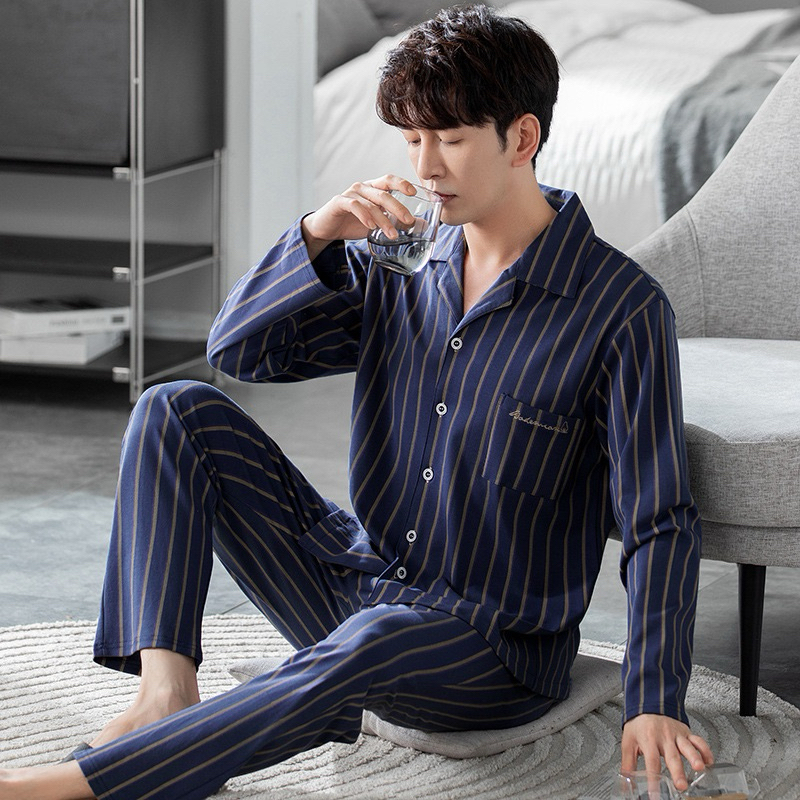 พร้อมส่ง🇹🇭ชุดนอนชายเเขนยาว ขายาวผ้าContton[ M029]