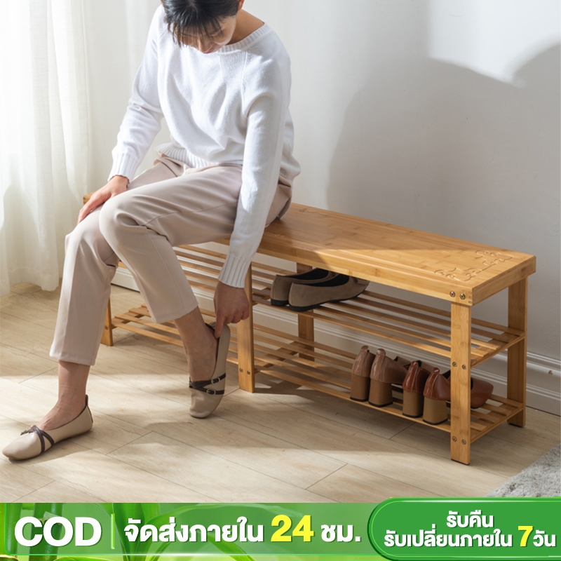 ชั้นวางรองเท้า ชั้นวางรองเท้าเก็บของ ง่ายต่อการจัดเก็บ ใช้ในบ้านที่ประตู เรียบง่าย เก้าอี้เปลี่ยนรองเท้า กันฝุ่นธรรมดา
