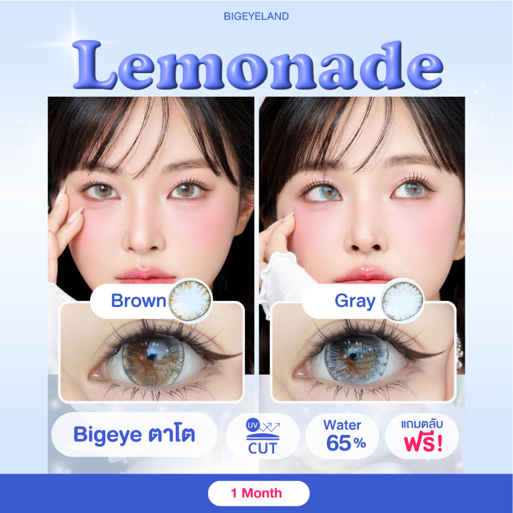 คอนแทคเลนส์ Lemonade Brown/ Gray (Shinee Lens) ขนาดบิ๊กอาย ตาโต