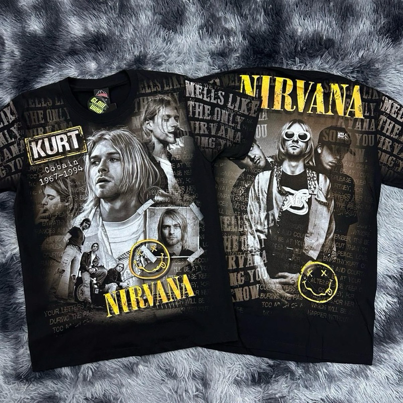เสื้อยืด OVP Nirvana รวมวง เรืองแสงป้ายRocktees ผ้าคอตตอน 100