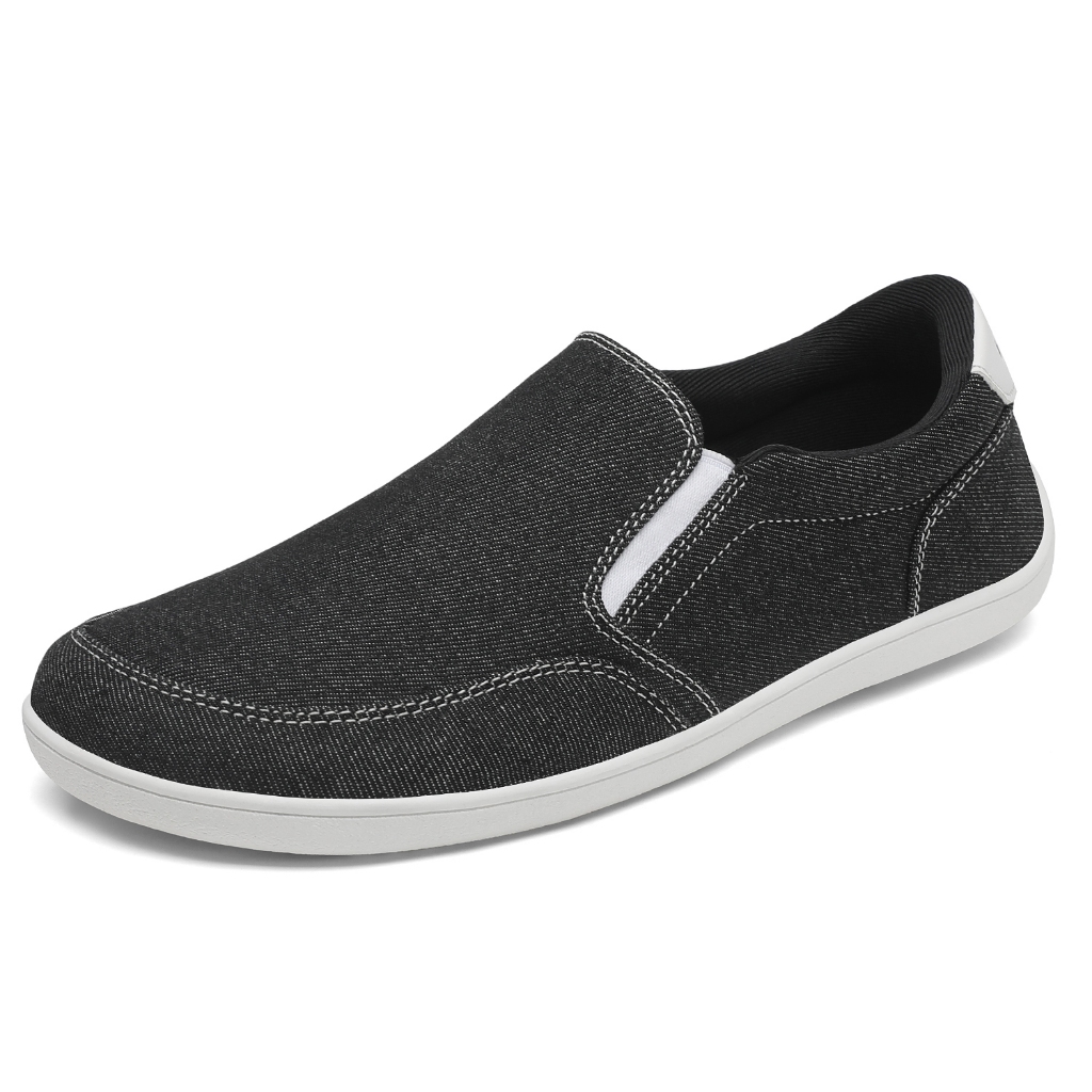 รองเท้า barefoot Saguaro หน้ากว้าง slip-on แบบลำลอง สไตล์มินิมอล Relax V สีดำ