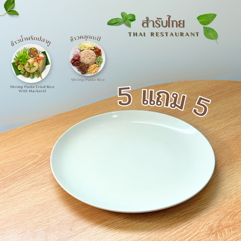 ชุด (10ใบ) จานสีขาวครีม 10 นิ้ว ราคาโรงงาน สามารถเข้าไมโครเวฟได้