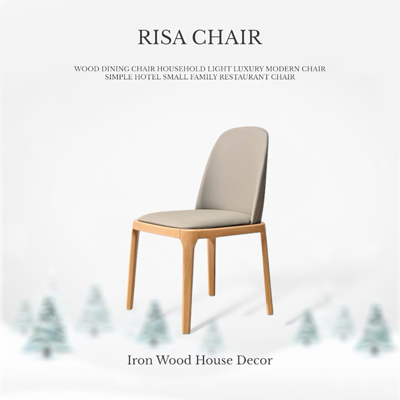 (มีพร้อมส่ง) Iron Wood House ส่งฟรี เก้าอี้ไม้ยางพารา รุ่น RISA (CH09N)