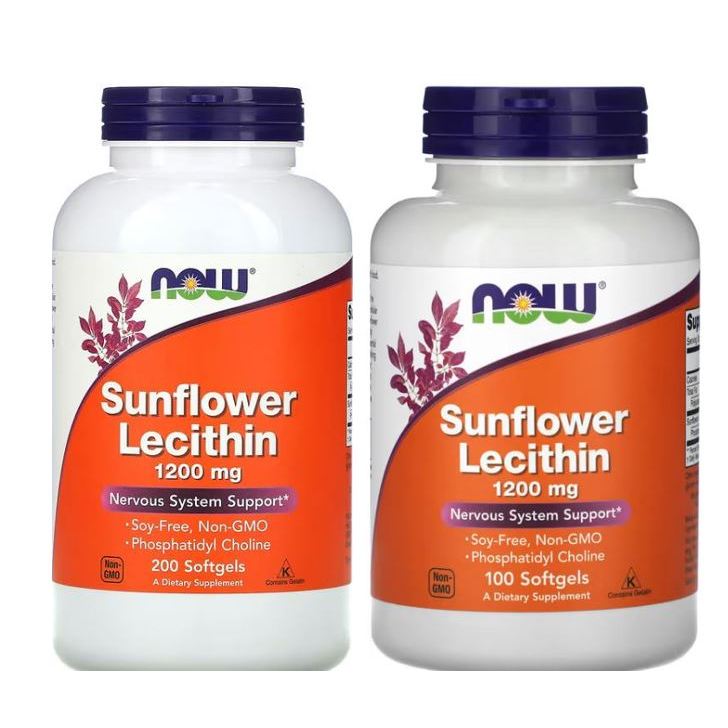 (พร้อมส่ง) NOW Foods, Sunflower Lecithin, 1,200 mg, 100 / 200 Softgels.