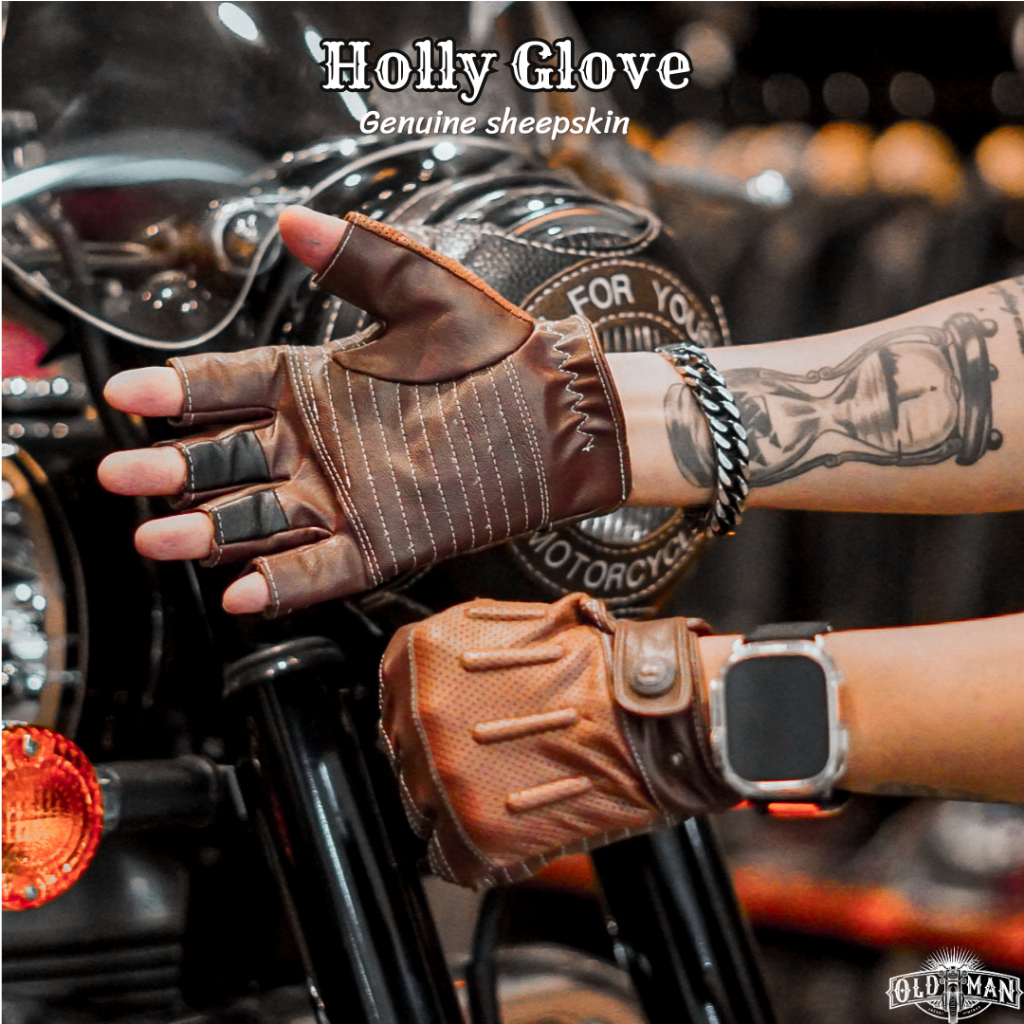 Holly Gloves ครึ่งนิ้ว สีดำ สีน้ำตาล