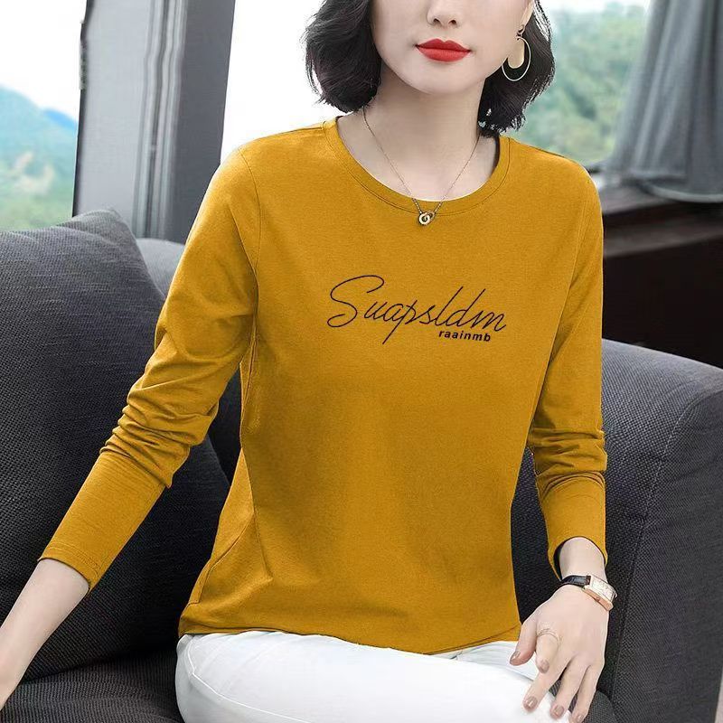 รุ่นใหม่  ราคาต่ำสุด  รูปแบบตัวอักษร  แขนยาว  เสื้อยืด  5สี  M~5XL