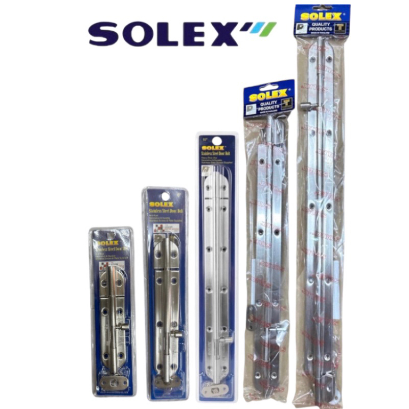 กลอนสแตนเลส กลอนประตูสแตนเลส SOLEX 4นิ้ว 6นิ้ว 10นิ้ว 14นิ้ว 18นิ้ว