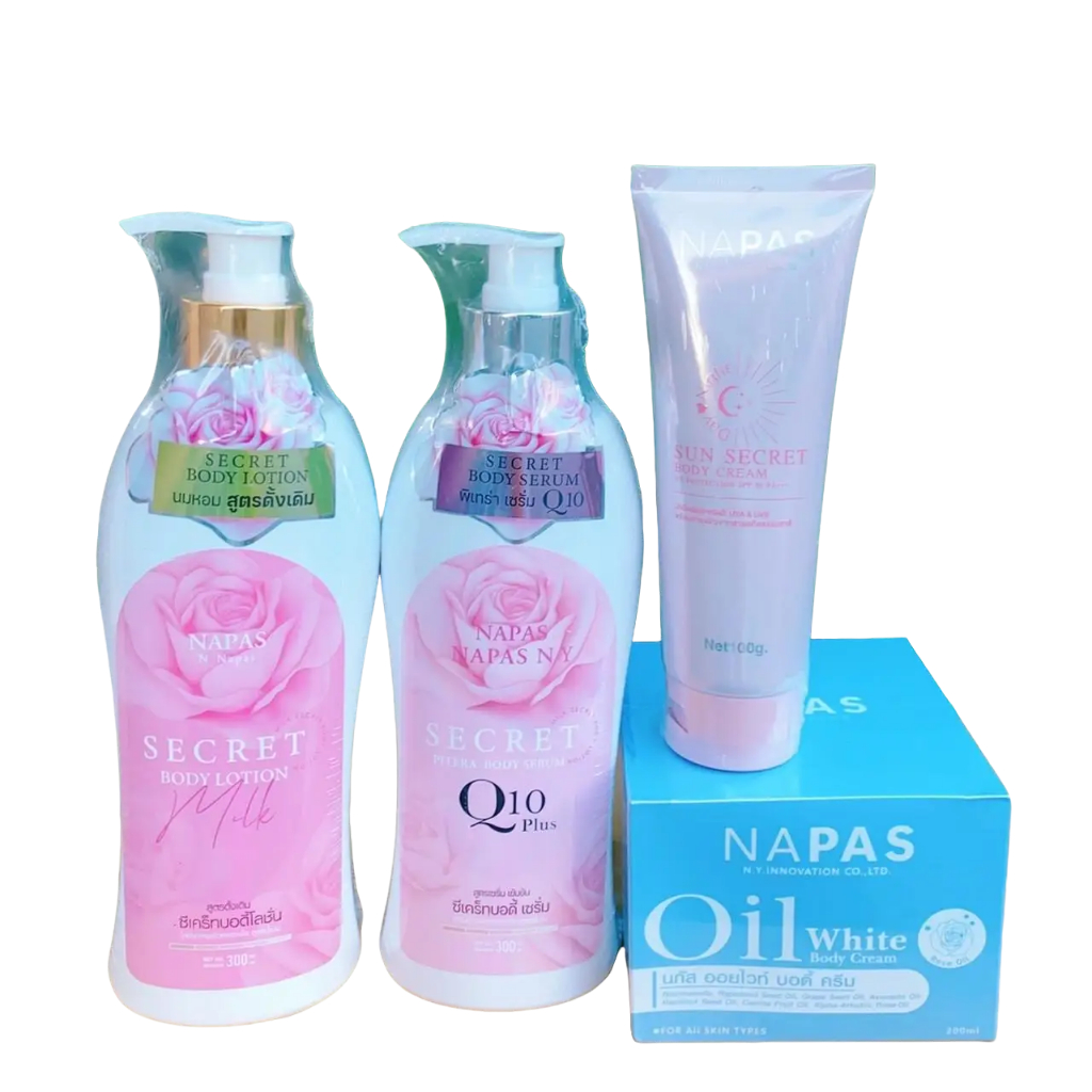 NAPAS โลชั่นนมหอม ออยนม เซรั่มพิเทร่า กันแดด บำรุงผิวขาวใส ลดแตกลาย