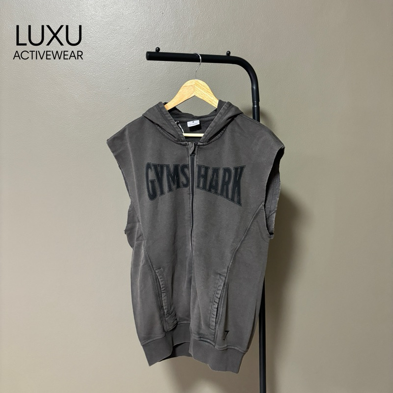 (พร้อมส่ง) GYMSHARK เสื้อยืด Heritage Washed Sleeveless Zip Hoodie ของแท้ 100%🇺🇸