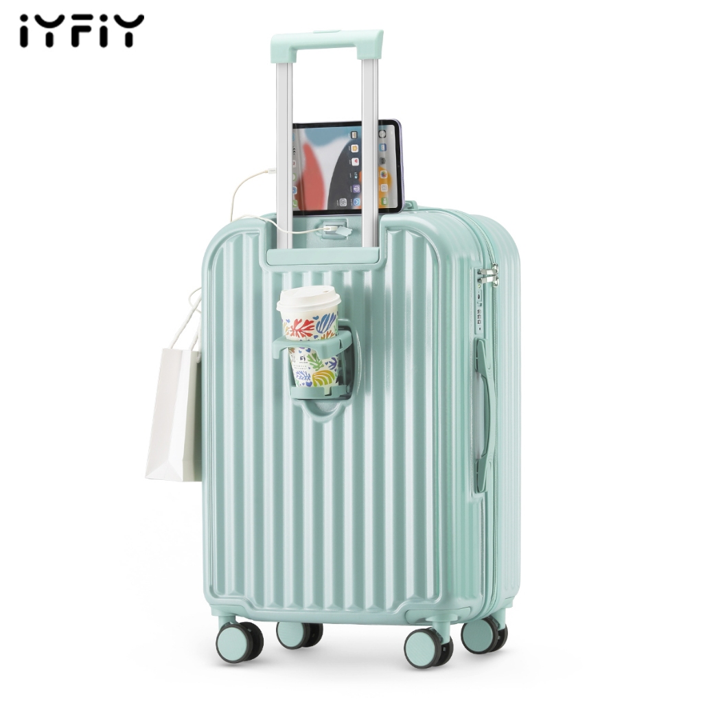 TiYFiY ชาร์จUSB กระเป๋าเดินทาง กระเป๋าล้อลาก น้ำหนักเบา ที่วางแก้ววัสดุABS+PC 20/24/28นิ้ว baggage luggage