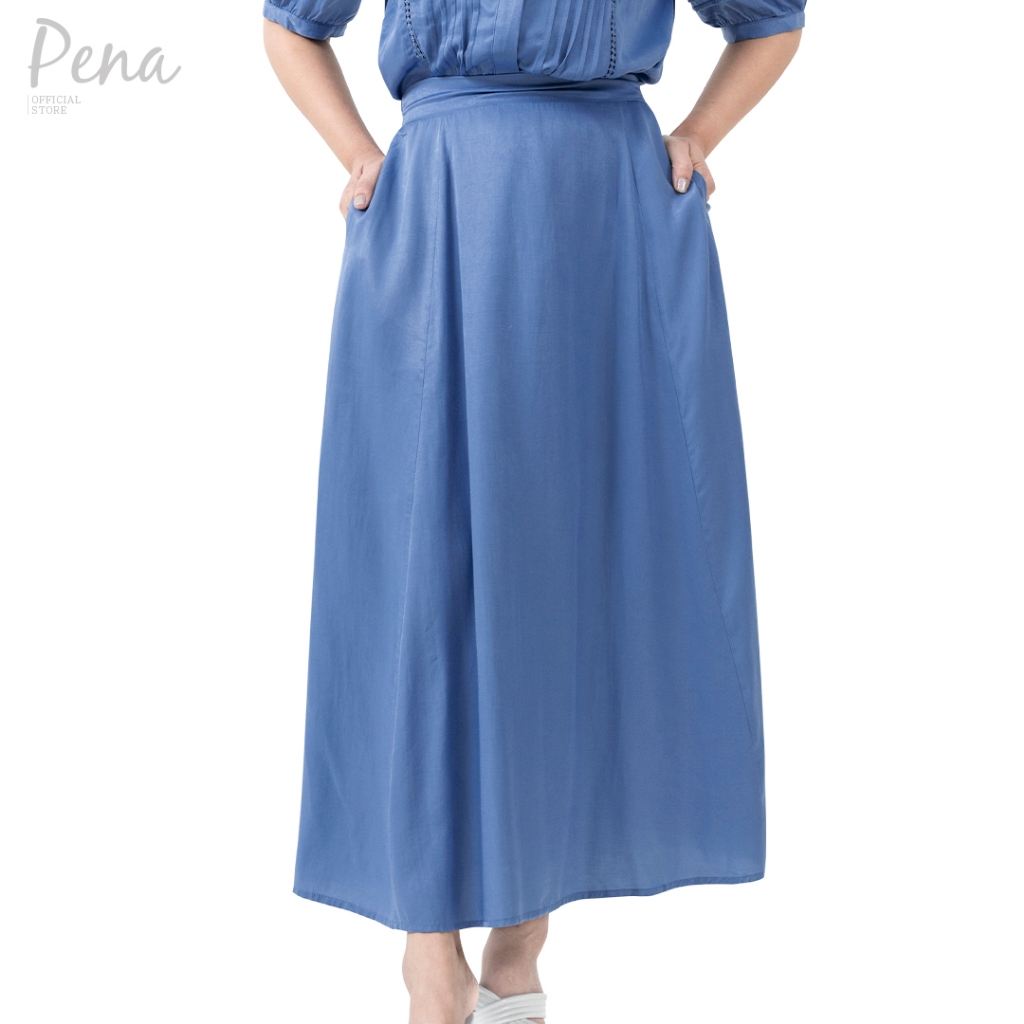 Pena house กระโปรงยาวทรงเอ เอวยางยืด สีพื้น PWSK112401