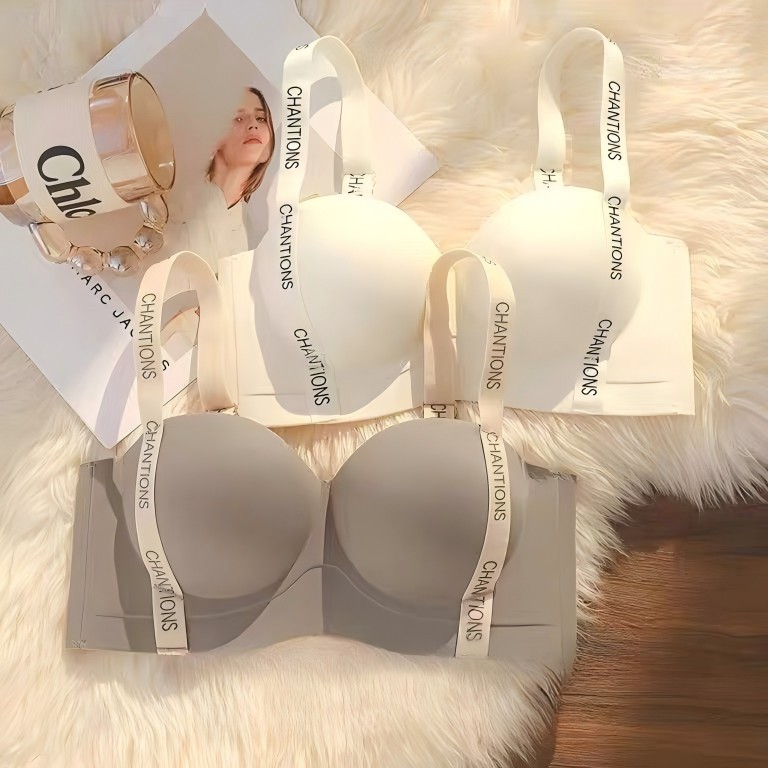 🌸Swift Bra🌸ชุดชั้นใน เสื้อชั้นในแบบหนา สายสะพายไหล่พิมพ์ลายตัวอักษร วิดพื้นไม่มีห่วงเหล็ก คุณภาพดี
