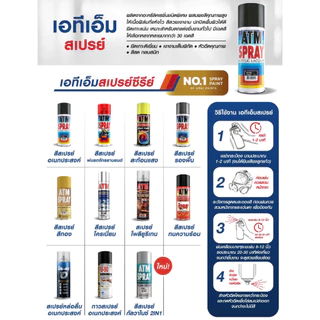 สีสเปรย์ เอทีเอ็ม ATM ยกลัง 12 กระป๋อง สำหรับงานเอนกประสงค์ โมเดล พลาสติก โลหะ ไม้ ทุกเฉดสี