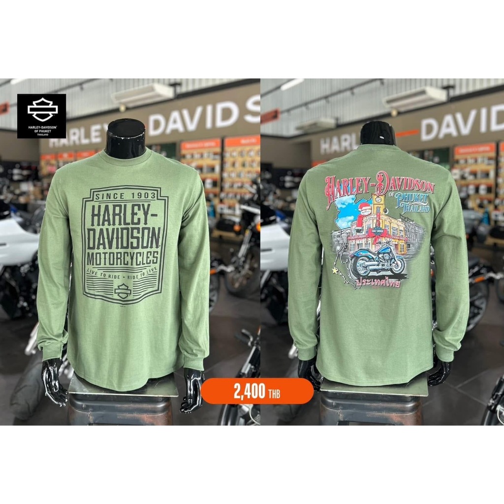 Harley-Davidson ® เสื้อยืดแขนยาวลิขสิทธิ์แท้