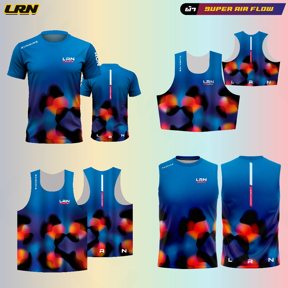 เสื้อวิ่งพิมพ์ลาย LRN เสื้อวิ่ง เนื้อผ้า Super Air Flow (SF01)