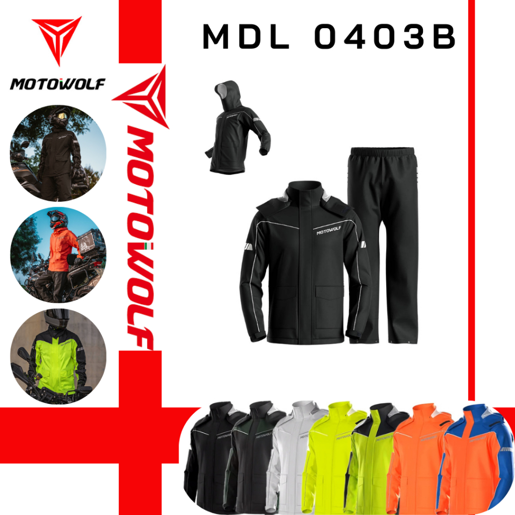 MOTOWOLF MDL 0403B/0403 เสื้อและกางเกงกันฝน สำหรับขับขี่มอเตอร์ไซค์