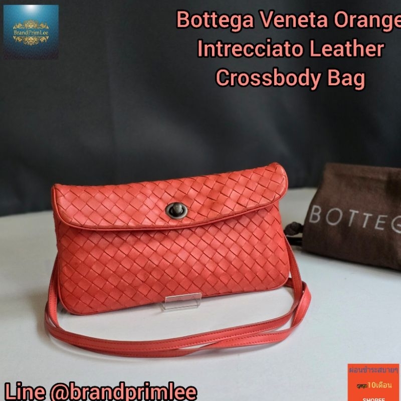 กระเป๋าสะพายโบเทก้าแท้ สวยๆถูกๆมาแล้วจ้า 👜Bottega Veneta Orange Intrecciato Leather Crossbody Bag