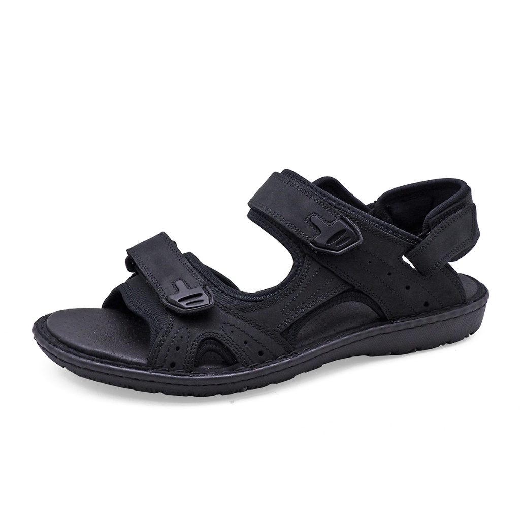 TAYWIN(แท้) รองเท้าแตะลำรองแบบรัดส้น ผู้ชาย รุ่น SKA-26 หนังนูบักออยล์สีดำ