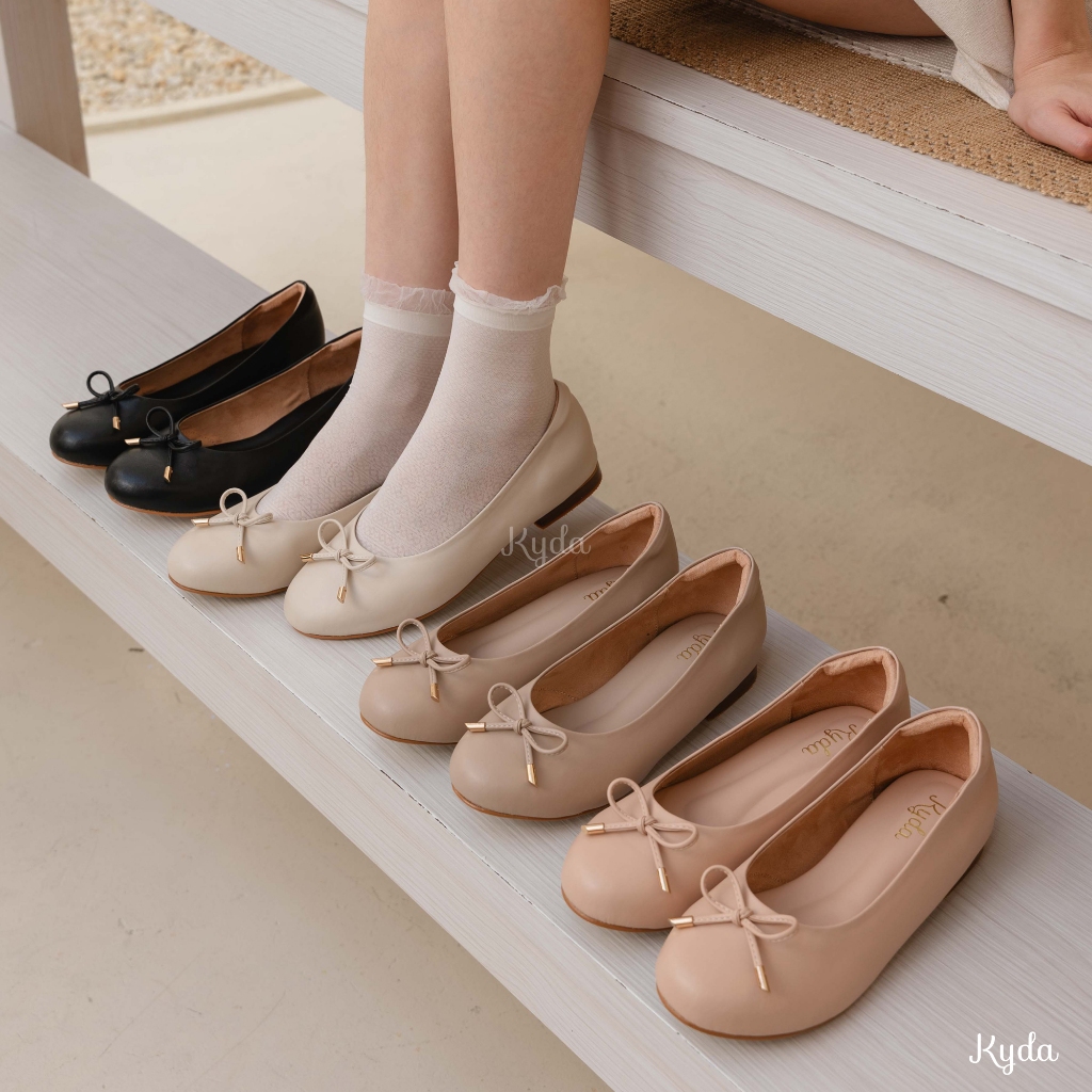 🩰 NEW IN 🩰รองเท้าบัลเล่ต์ Kyda รุ่น Lily 🎀 หนังMicrofiber 🎀  รองเท้าคัทชู บุสปันหน้าหลัง พร้อมซับในก