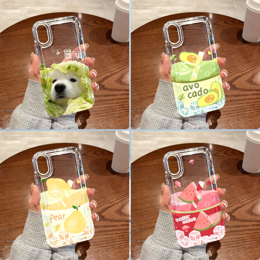 สำหรับ iPhone 11 16 13 17 15 14 12 Pro Max 8 7 6 Plus X XR XS MAX SE 17Air  เคสนิ่มใสถุงลมนิรภัยกันกระแทกการ์ตูนน่ารัก
