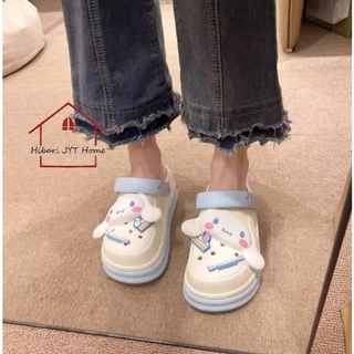 รองเท้าหัวโต รองเท้าแตะแบบสวม พื้นนิ่ม ใส่สบายเท้า แถมตัวการ์ตูนติดรองเท้า สไตล์เกาหลี