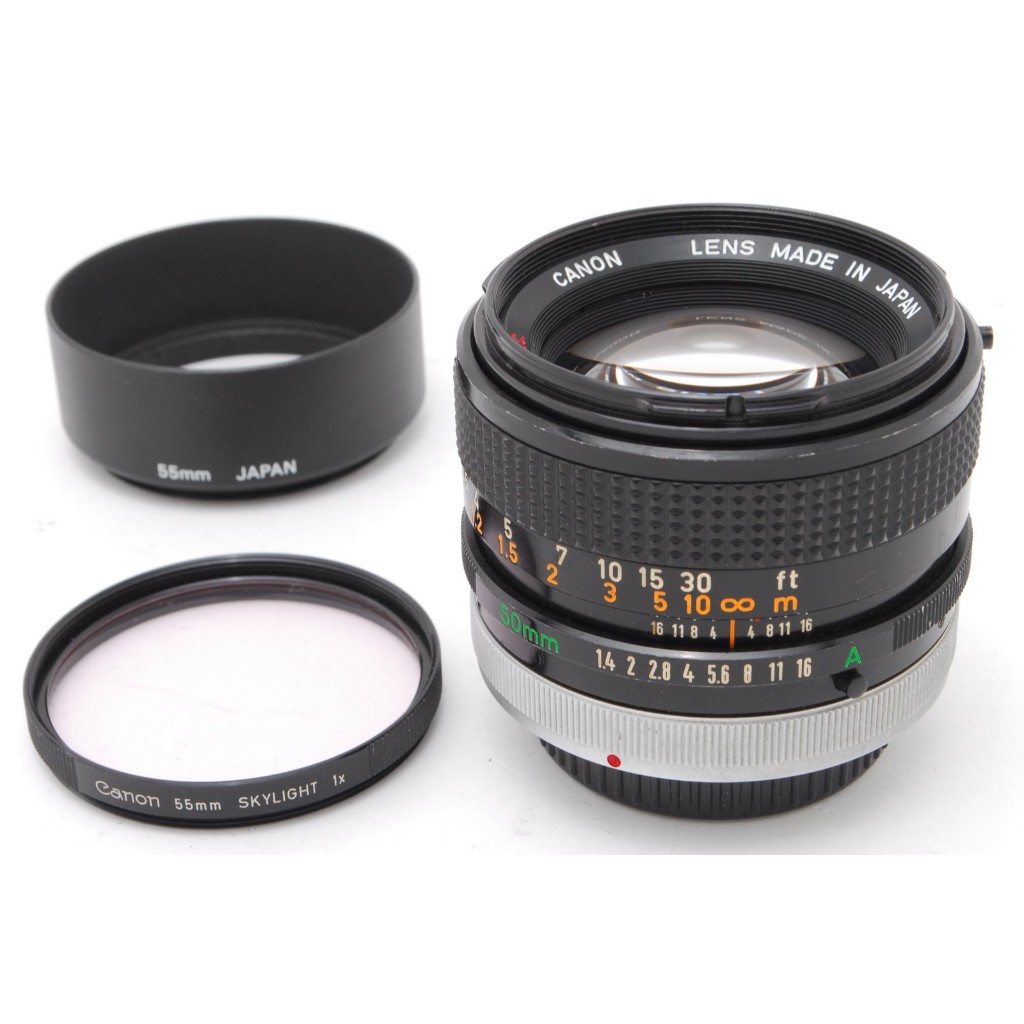EXC+5 Canon FD 50mm f/1.4 S.S.C. SSC, ฮูด, ฟิลเตอร์เลนส์, ฝาปิดด้านหลัง จากญี่ปุ่น EXC+5 Canon FD 50