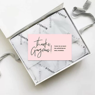 THANK YOU CARD การ์ดขอบคุณ สำหรับร้านค้า แทนคำขอบคุณ บรรจุ50ใบ/แพคกระดาษแข็ง พร้อมส่ง🇹🇭